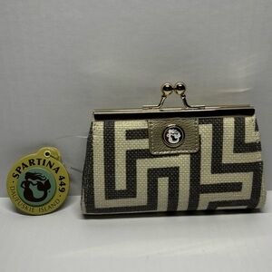 NWT Spartina 449 - Cream & Gray Geometric Kiss-Lock Coin Purse